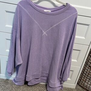 Fantastic Fawn Purple Ribbed Sweatshirt